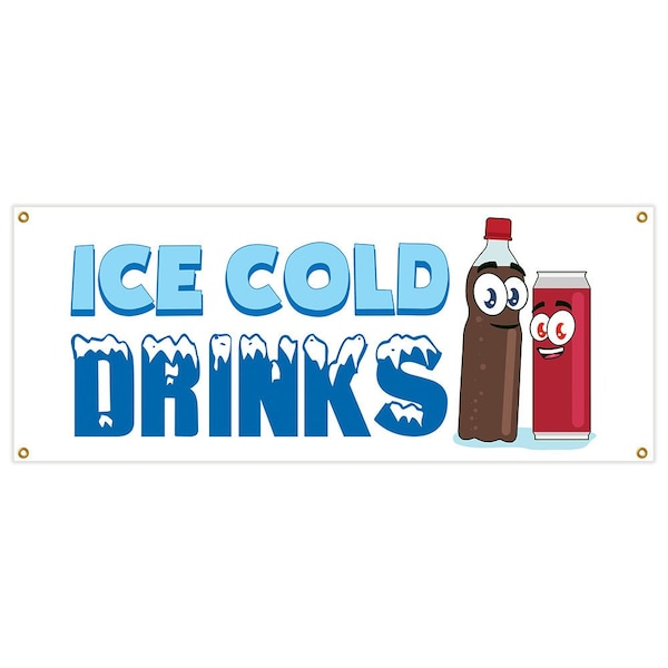 Signmission Ice Cold Drinks 3 Banner Heavy Duty 13 Oz Vinyl with Grommets B-Ice Cold Drinks 3 - main